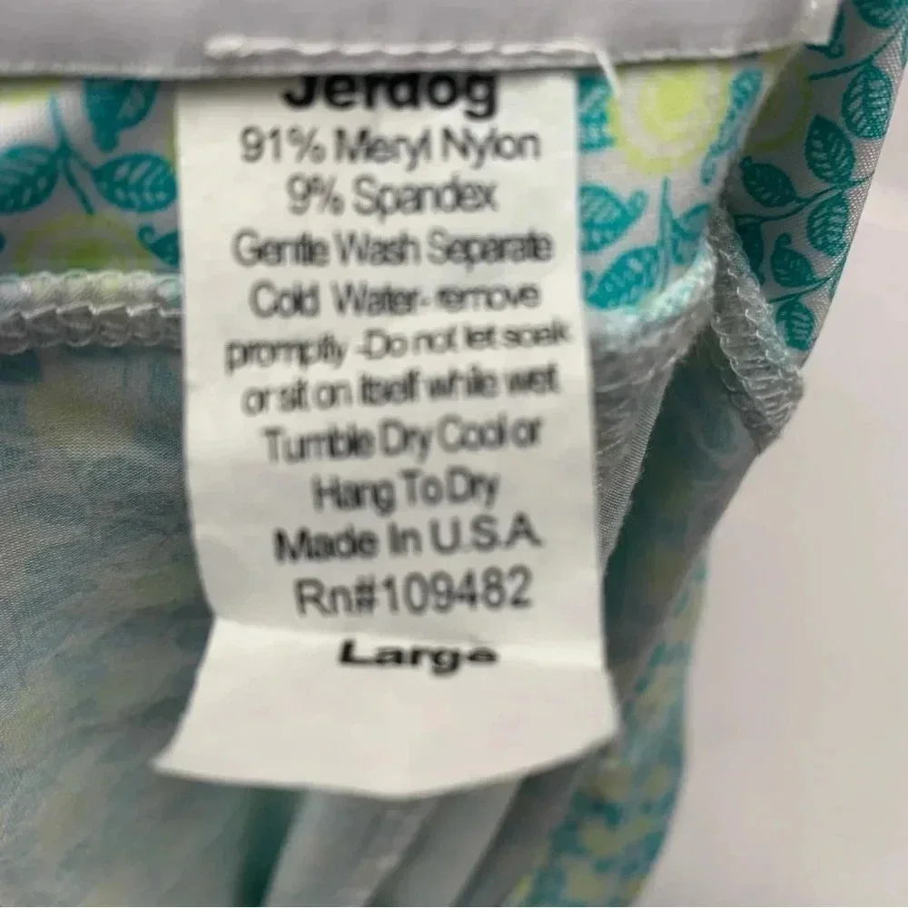 Jerdog Skort Skirt Large Pull‎ On Athletic Pockets Nylon Green Print Golf Tennis